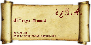 Ürge Ahmed névjegykártya